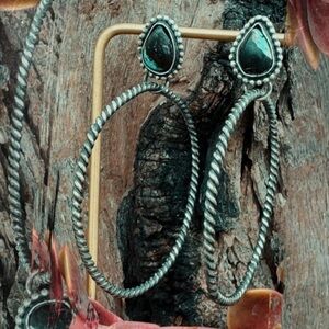 Genuine Black Jack Turquoise Hoops